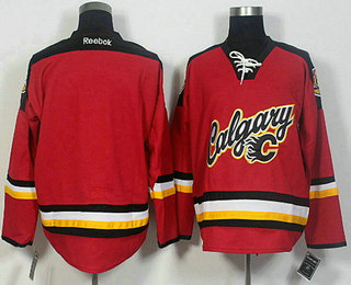 Men's Calgary Flames Blank Red Reebok Jersey