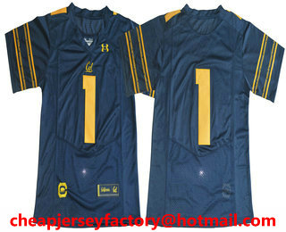 Men's California Golden Bears #1 No Name Navy Blue 2017 Cal College Football Stitched Under Armour NCAA Jersey