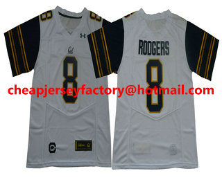Men's California Golden Bears #8 Aaron Rodgers White 2017 Cal College Football Stitched Under Armour NCAA Jersey