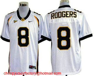 Men's California Golden Bears #8 Aaron Rodgers White Stitched College Football Nike NCAA Jersey