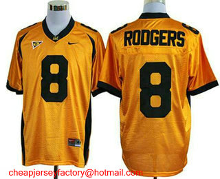 Men's California Golden Bears #8 Aaron Rodgers Yellow Stitched College Football Nike NCAA Jersey