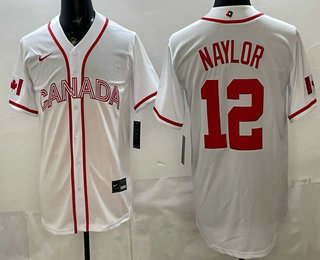 Men's Canada #12 Josh Naylor White 2026 World Baseball Classic Cool Base Jersey