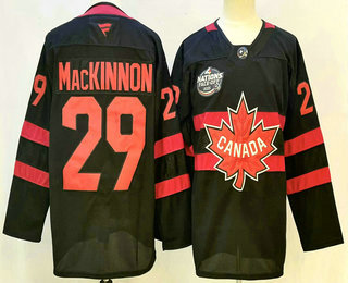 Men's Canada #29 Nathan MacKinnon Black 2025 4 Nations Face Off Authentic Jersey
