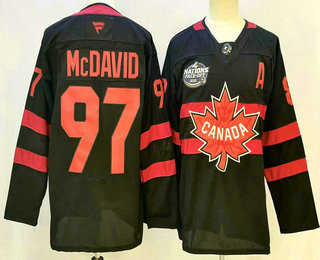 Men's Canada #97 Connor McDavid Black 2025 4 Nations Face Off Authentic Jersey