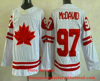Men's Canada #97 Connor McDavid White 2022 Beijing Winter Olympic Authentic Jersey