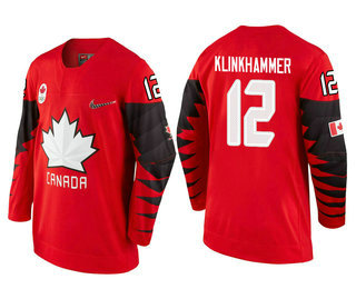Men's Canada Team #12 Rob Klinkhammer Red 2018 Winter Olympics Jersey