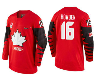 Men's Canada Team #16 Quinton Howden Red 2018 Winter Olympics Jersey