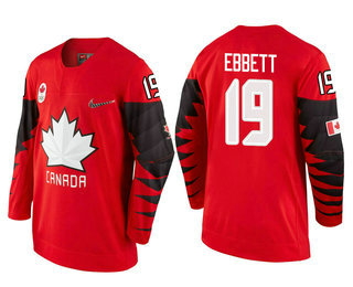 Men's Canada Team #19 Andrew Ebbett Red 2018 Winter Olympics Jersey