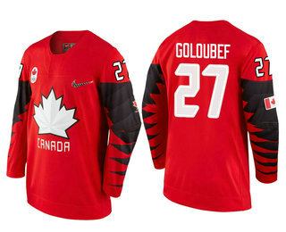 Men's Canada Team #27 Cody Goloubef Red 2018 Winter Olympics Jersey