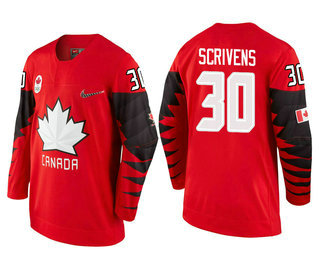 Men's Canada Team #30 Ben Scrivens Red 2018 Winter Olympics Jersey