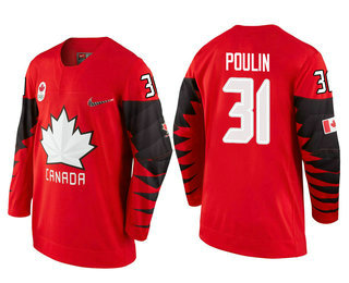 Men's Canada Team #31 Kevin Poulin Red 2018 Winter Olympics Jersey