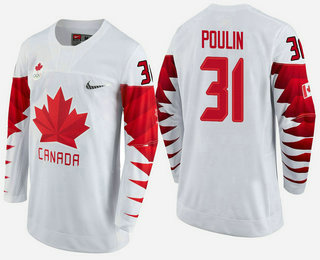 Men's Canada Team #31 Kevin Poulin White 2018 Winter Olympics Jersey