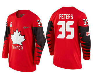 Men's Canada Team #35 Justin Peters Red 2018 Winter Olympics Jersey