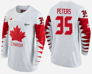 Men's Canada Team #35 Justin Peters White 2018 Winter Olympics Jersey