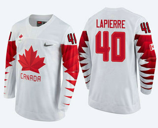 Men's Canada Team #40 Maxim Lapierre White 2018 Winter Olympics Jersey