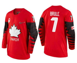 Men's Canada Team #7 Gilbert Brule Red 2018 Winter Olympics Jersey
