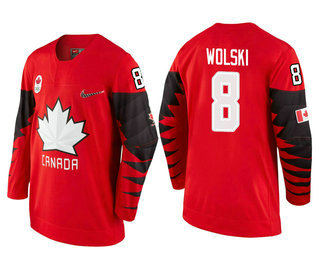 Men's Canada Team #8 Wojtek Wolski Red 2018 Winter Olympics Jersey