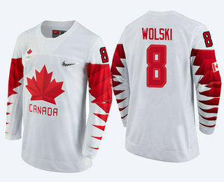 Men's Canada Team #8 Wojtek Wolski White 2018 Winter Olympics Jersey