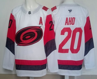 Men's Carolina Hurricanes #20 Sebastian Aho White Authentic Jersey