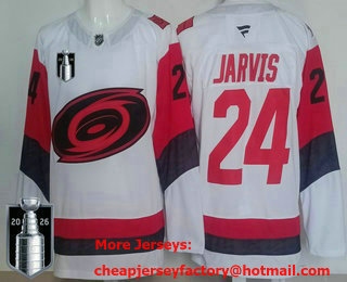 Men's Carolina Hurricanes #24 Seth Jarvis White 2026 Stanley Cup Final Authentic Jersey