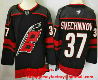 Men's Carolina Hurricanes #37 Andrei Svechnikov Black 2024 Stitched Jersey