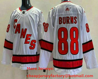 Men's Carolina Hurricanes #88 Brent Burns White Away Authentic Jersey