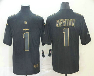 Men's Carolina Panthers #1 Cam Newton Black Gold 2019 Vapor Untouchable Stitched NFL Nike Limited Jersey