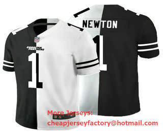 Men's Carolina Panthers #1 Cam Newton Black White Peaceful Coexisting 2020 Vapor Untouchable Stitched NFL Nike Limited Jersey