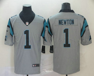 Men's Carolina Panthers #1 Cam Newton Gray 2019 Inverted Legend Stitched NFL Nike Limited Jersey
