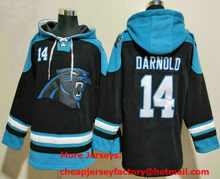 Men's Carolina Panthers #14 Sam Darnold Black Ageless Must Have Lace Up Pullover Hoodie