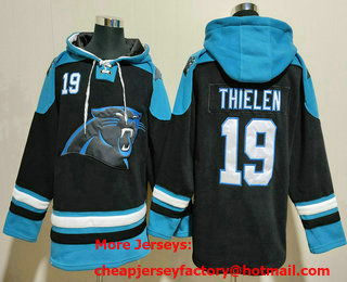 Men's Carolina Panthers #19 Adam Thielen Black Ageless Must Have Lace Up Pullover Hoodie