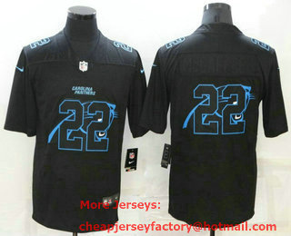 Men's Carolina Panthers #22 Christian McCaffrey Black 2020 Shadow Logo Vapor Untouchable Stitched NFL Nike Limited Jersey