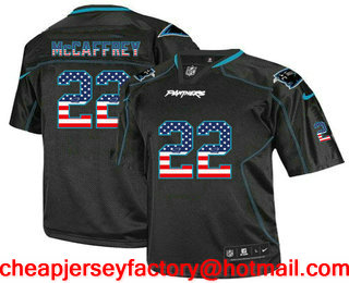 Men's Carolina Panthers #22 Christian McCaffrey Black USA Flag Fashion Stitched NFL Nike Elite Jersey