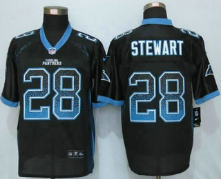 Men's Carolina Panthers #28 Jonathan Stewart Drift Fashion Black Elite Jersey