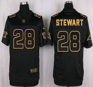 Men's Carolina Panthers #28 Jonathan Stewart 2016 Pro Line Black Gold Collection Jersey