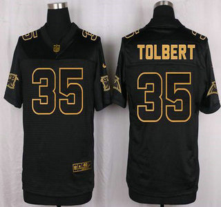 Men's Carolina Panthers #35 Mike Tolbert 2016 Pro Line Black Gold Collection Jersey
