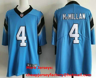 Men's Carolina Panthers #4 Tetairoa McMillan Light Blue Vapor Stitched Limited Jersey