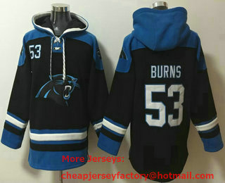 Men's Carolina Panthers #53 Brian Burns Black Ageless Must Have Lace Up Pullover Hoodie