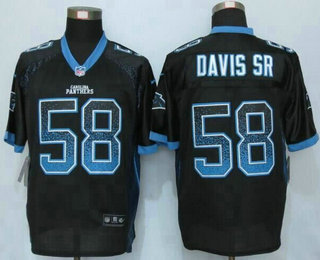 Men's Carolina Panthers #58 Thomas Davis Sr Drift Fashion Black Elite Jersey