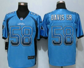 Men's Carolina Panthers #58 Thomas Davis Sr Drift Fashion Blue Elite Jersey