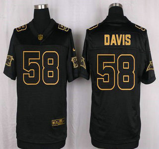 Men's Carolina Panthers #58 Thomas Davis Sr 2016 Pro Line Black Gold Collection Jersey