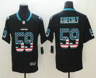 Men's Carolina Panthers #59 Luke Kuechly 2018 USA Flag Fashion Black Color Rush Stitched Nike Limited Jersey