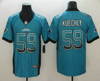 Men's Carolina Panthers #59 Luke Kuechly Blue 2018 Fashion Drift Color Rush Stitched NFL Nike Limited Jersey