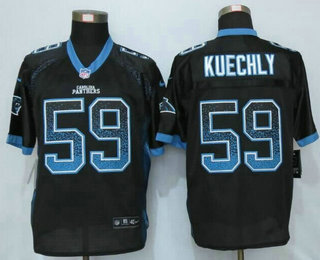 Men's Carolina Panthers #59 Luke Kuechly Drift Fashion Black Elite Jersey