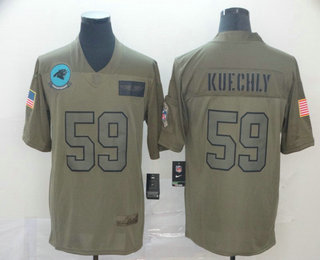 Men's Carolina Panthers #59 Luke Kuechly NEW Olive 2019 Salute To Service Stitched NFL Nike Limited Jersey