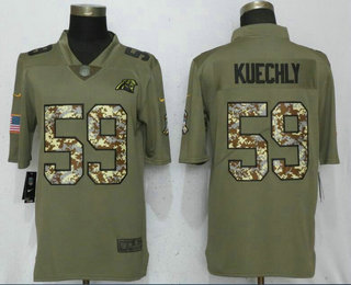 Men's Carolina Panthers #59 Luke Kuechly Olive With Camo 2017 Salute To Service Stitched NFL Nike Limited Jersey