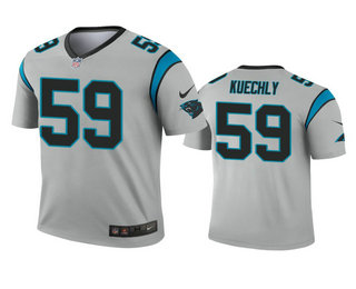 Men's Carolina Panthers #59 Luke Kuechly Silver Inverted Legend Jersey