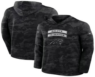 Men's Carolina Panthers Black 2026 Salute to Service Sideline Lightweight Hoodie Long Sleeve Top