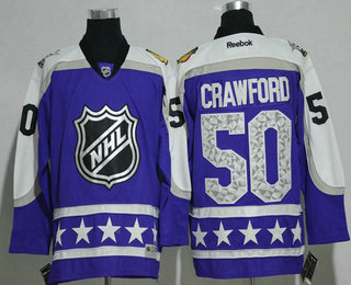 Men's Central Division Chicago Blackhawks #50 Corey Crawford Reebok Purple 2017 NHL All-Star Stitched Ice Hockey Jersey