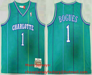 Men's Charlotte Hornets #1 Muggsy Bogues 1992-93 Green Hardwood Classics Soul Swingman Throwback Jersey